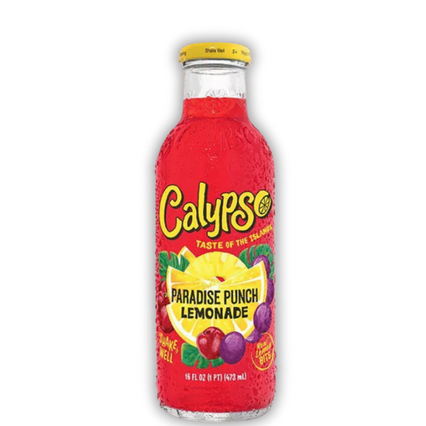 Calypso Paradise Punch Lemonade in Glasflasche – tropische Limonade mit Ananas, Mango, Papaya und Zitronennote