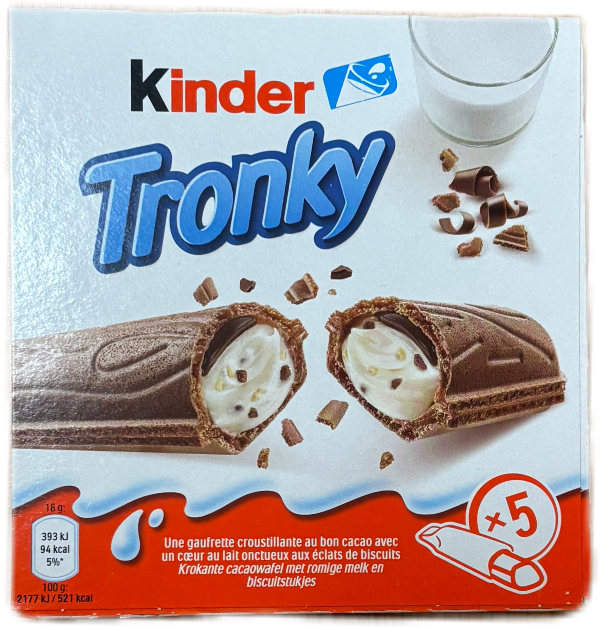 Kinder Tronky – köstliche Kinderschokolade umhüllt von knusprigem Waffelherz.