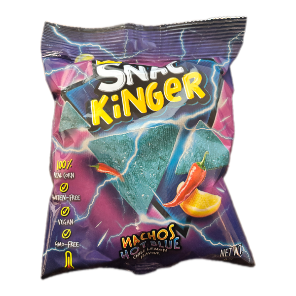 SnacKinger Nachos Hot Blue Chili Lime Flavour – scharfe Nachos mit Chili und Limette