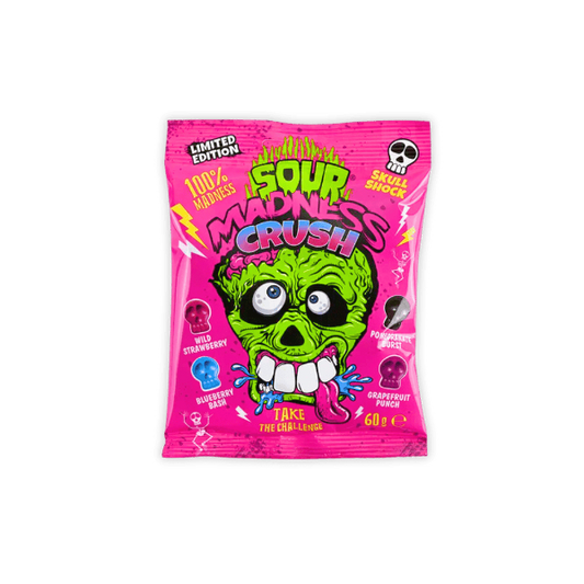 Sour Madness Crush – saure Bonbons mit fruchtiger Füllung für den ultimativen Geschmackskick.