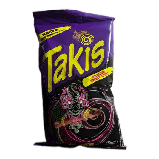 Erlebe den einzigartigen Geschmack von Takis Dragon Sweet Chili! Diese scharfen, gerollten Chips bieten dir die perfekte Kombination aus würziger Schärfe und einer angenehmen süßen Note.