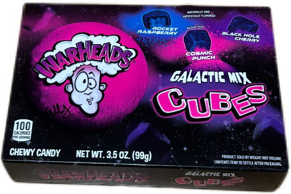 Warheads Cubes Galactic Mix – bunte, süß-saure Würfel mit galaktischen Farben und Aromen.